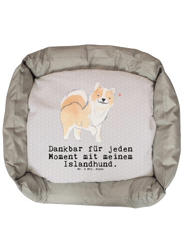 Mr. & Mrs. Panda Hundebett Islandhund Moment mit Spruch in Grau Pastell