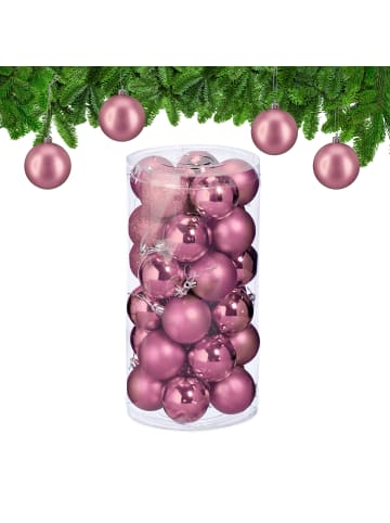 relaxdays 30-tlg. Weihnachtskugeln Set in Rosa