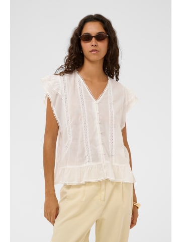 Soaked in Luxury Kurzarm-Bluse SLRuna Gerade Passform in Broken White