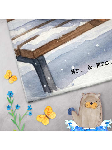 Mr. & Mrs. Panda Handtuch Taube Winter Pommes Design ohne Spruch in Weiß