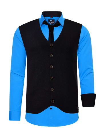 Rusty Neal Hemd mit Weste und Krawatte in Petrol