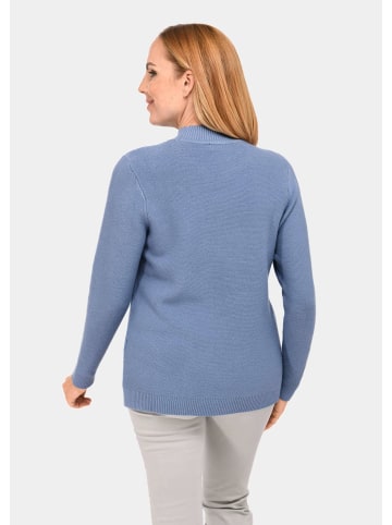 GOLDNER Sportiver Strickpullover mit figurschmeichelnden Details in rauchblau / melange