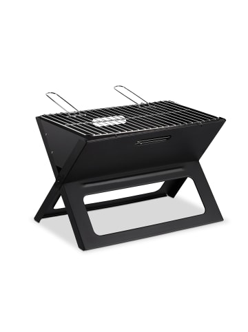 relaxdays Klappgrill in Schwarz - (B)45,5x (H)30 x (T)30 cm