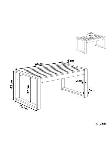 Beliani Couchtisch SALERNO in Grau - (W) 50 x (H) 42 x (L) 90 cm