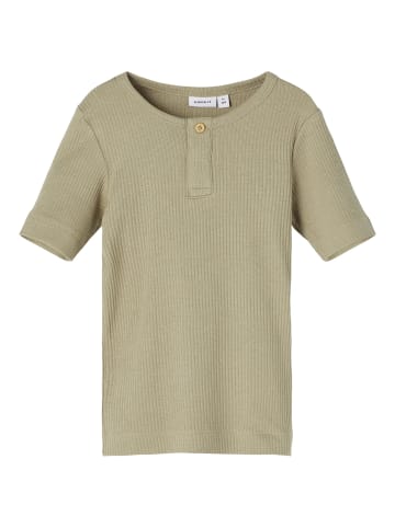 name it Jungen kurzarm T-Shirt mit Knopf Silver Sage-92