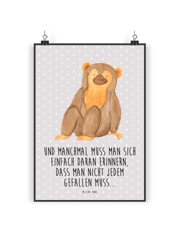 Mr. & Mrs. Panda Poster Affe mit Spruch in Grau Pastell