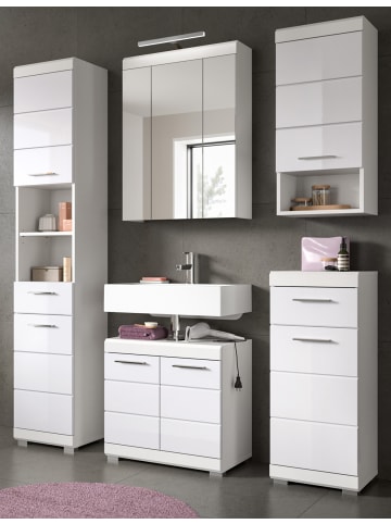 Inn.Furn Badmöbel-Set weiß Hochglanz 5-teilig 164 cm, Komplettset mit viel Stauraum