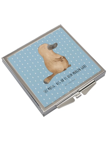 Mr. & Mrs. Panda Klappspiegel Schnabeltier Mut mit Spruch in Blau Pastell