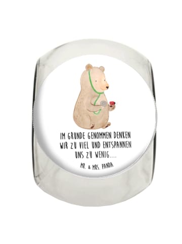 Mr. & Mrs. Panda Bonboniere Bär Arzt mit Spruch in Weiß