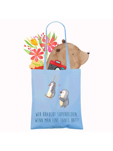 Mr. & Mrs. Panda Jutetasche Lieblings-Tante mit Spruch in Sky Blue