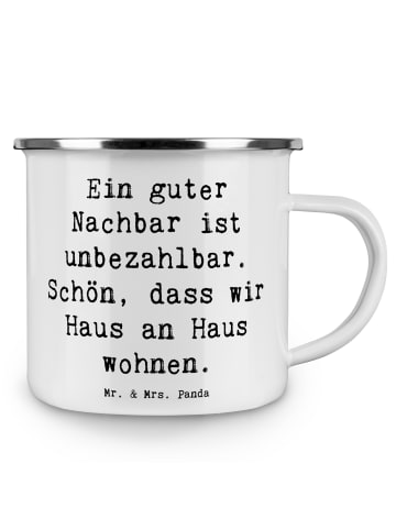 Mr. & Mrs. Panda Kaffeepott Spruch Guter Nachbar mit Spruch in Weiß
