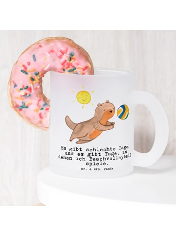 Mr. & Mrs. Panda Kaffeetasse Otter Beachvolleyball mit Spruch in Transparent