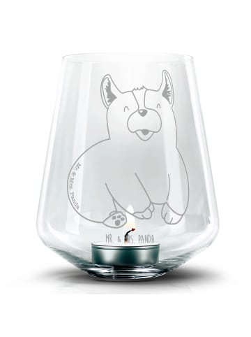 Mr. & Mrs. Panda Kerzenhalter Glas Corgie ohne Spruch in Transparent