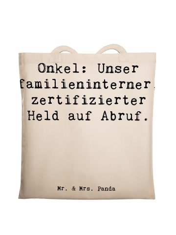 Mr. & Mrs. Panda Tragetasche Onkel-Held mit Spruch in Creme