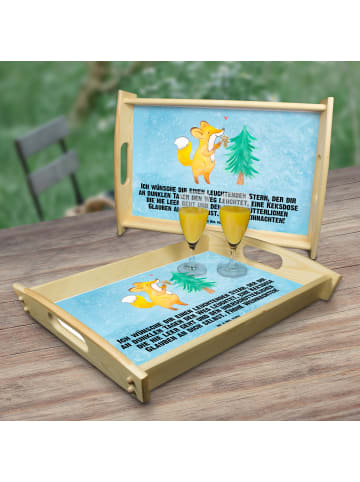 Mr. & Mrs. Panda Deko Tablett Fuchs  Weihnachtsbaum mit Spruch in Eisblau