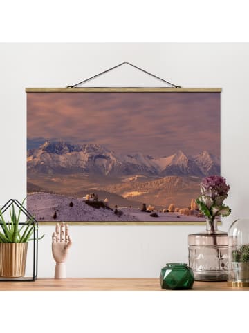 WALLART Stoffbild mit Posterleisten - Hohe Tatra am Morgen in Creme-Beige