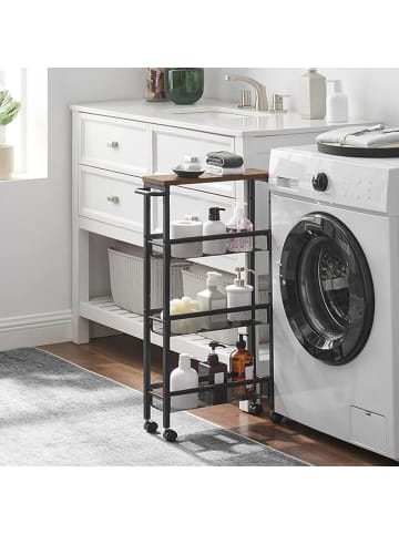 relaxdays Nischenwagen in Braun/ Schwarz - (B)13 x (H)77 x (T)45 cm