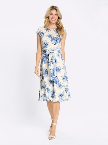 Sieh an! Jerseykleid in eisblau-champagner-bedruckt