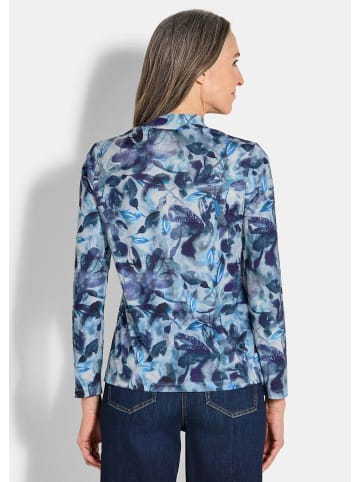 GOLDNER Langarm Jersey-Shirt mit Allover-Druck in blau / gemustert