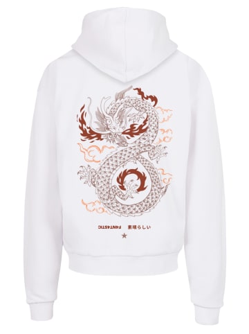 F4NT4STIC Ultra Heavy Hoodie Drache Feuer Japan in weiß