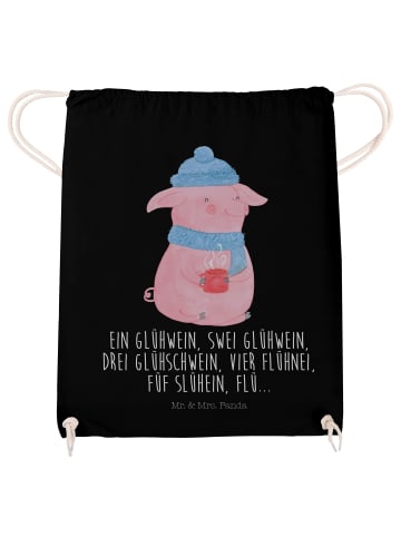 Mr. & Mrs. Panda Fitnesstasche Schweinchen Glühwein mit Spruch in Schwarz