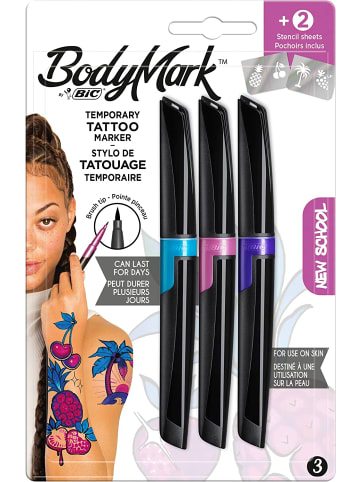 Bic BodyMark by BIC, temporäre Tattoos in 3 Farben 'New School', schnell trocknend