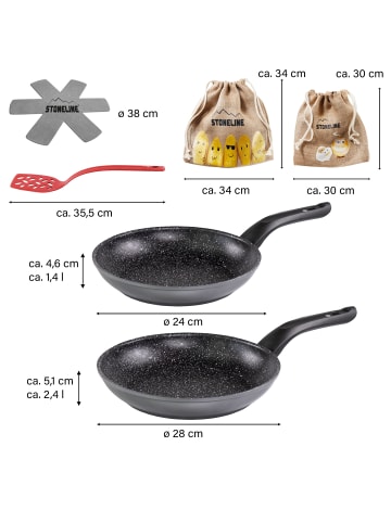 Stoneline Pfannen-Set 6-teilig mit Magnet Griff | ohne Deckel in Anthrazit