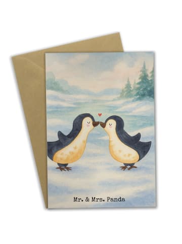 Mr. & Mrs. Panda babykarte Pinguin Liebe Design ohne Spruch in Weiß