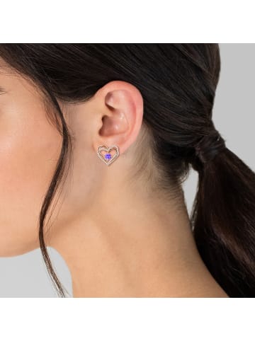 Rafaela Donata Ohrstecker Herz Sterling Silber verziert mit Kristallen von Swarovski® in roségold
