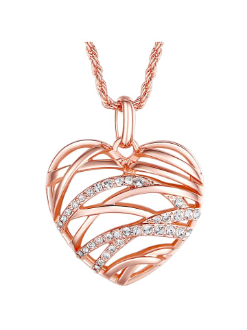 Lulu & Jane Halskette Herz Metall-Legierung verziert mit Kristallen von Swarovski® in roségold