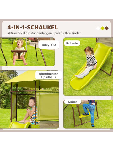 COSTWAY 4-in-1 Spielturm Garten 3-7 Jahre in Grün