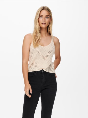 JACQUELINE de YONG Strukturiertes Strickoberteil Ärmelloses Tank Top Shirt JDYSUN in Beige