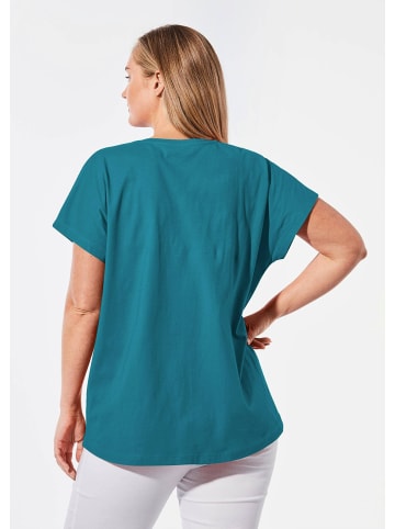 GOLDNER Luftiges Shirt mit schmaler Blende in türkis