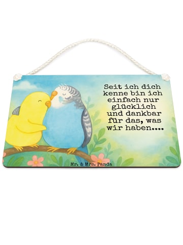 Mr. & Mrs. Panda Schild Wellensittich Liebe Design mit Spruch in Weiß