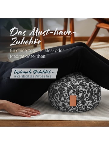 DoYourFitness Yoga-Kissen Vishnu gefüllt Buchweizen weiß/schwarz rund Style 3 Schwarz