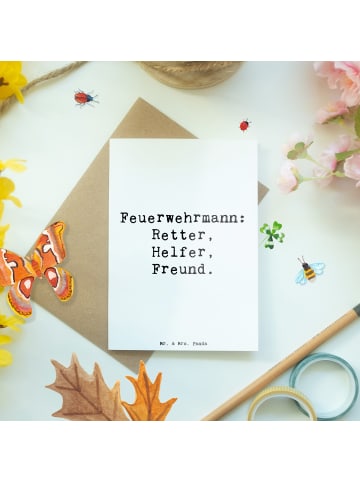 Mr. & Mrs. Panda Grußkarte Spruch Feuerwehrmann Rettungsheld mit... in Weiß