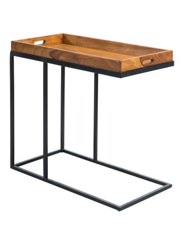 KADIMA DESIGN Beistelltisch | Sheesham/Metall, 70x65x34cm, Tablett