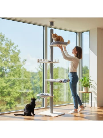 COSTWAY Kratzbaum deckenhoch 236-271 cm in Grau