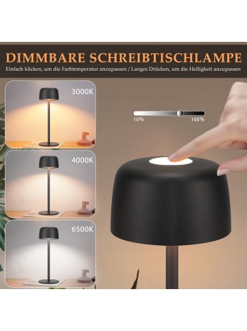 ZMH Tischleuchte LED in schwarz Tragbar Kabelloses Nachtlampe Touch Dimmbar