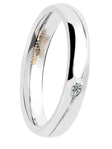 Adeliás Damen Ring aus Edelstahl mit Strass Steinchen in silber