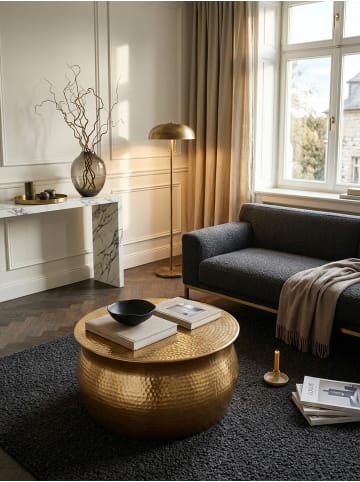 KADIMA DESIGN Beistelltisch Design | Aluminium-Look, Handmade, Hammerschlag in Gold