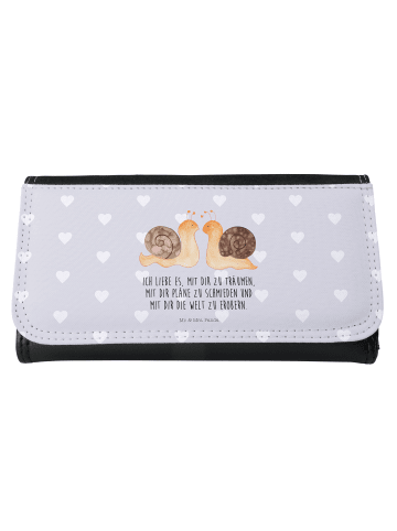 Mr. & Mrs. Panda Damen Portemonnaie Schnecken Liebe mit Spruch in Grau Pastell