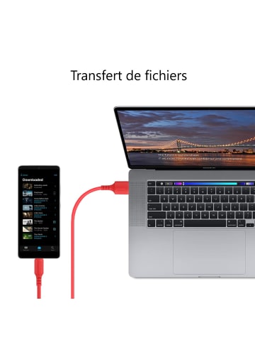 Platyne USB-Ladekabel USB-C / Samsung 1,50 Meter in Rot
