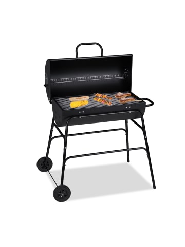 relaxdays Holzkohlegrill in Schwarz (B)103 x (H)96,5 x (T) 64,5 cm