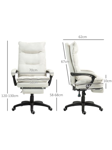 Vinsetto Bürostuhl mit Massagefunktion-70B x 62T x 120-130H cm-Cremeweiß