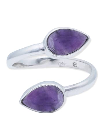 mantraroma 925er Silber - Ringe verstellbar mit Amethyst