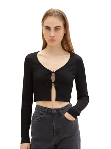 TOM TAILOR Denim Langarmshirt RIB BOLERO in Schwarz