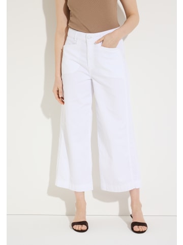 More & More verkürzte, weite Baumwoll-Stretch-Hose in white