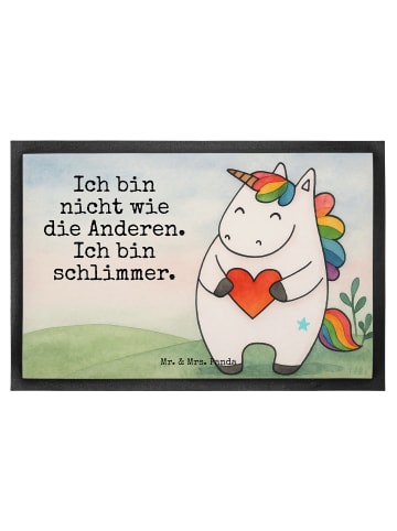 Mr. & Mrs. Panda Fußabtreter Einhorn Herz Design mit Spruch in Weiß