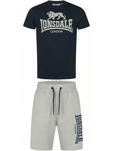 Lonsdale Trainingsanzug "Mair T-Shirt & Shorts Set Normale Passform" in Blau